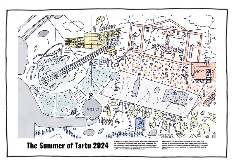 An artwork presenting various Tartu 2024 events in Summer 2024 in Tartu